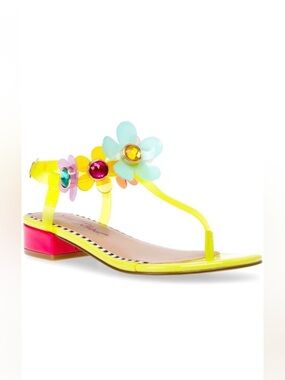 Betsey Johnson Alanni Flower SandalYellow & Fuchsia NEW